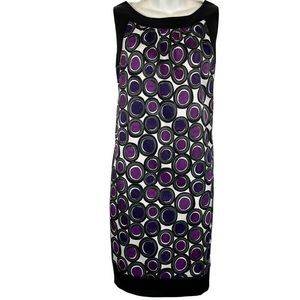 Elegant Purple and Black Circle Pattern Dress